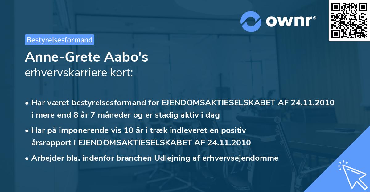 Anne-Grete Aabo's erhvervskarriere kort