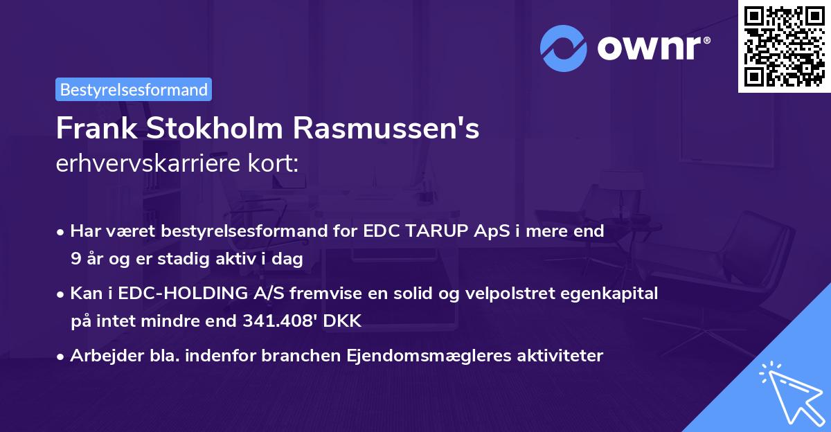 Frank Stokholm Rasmussen's erhvervskarriere kort