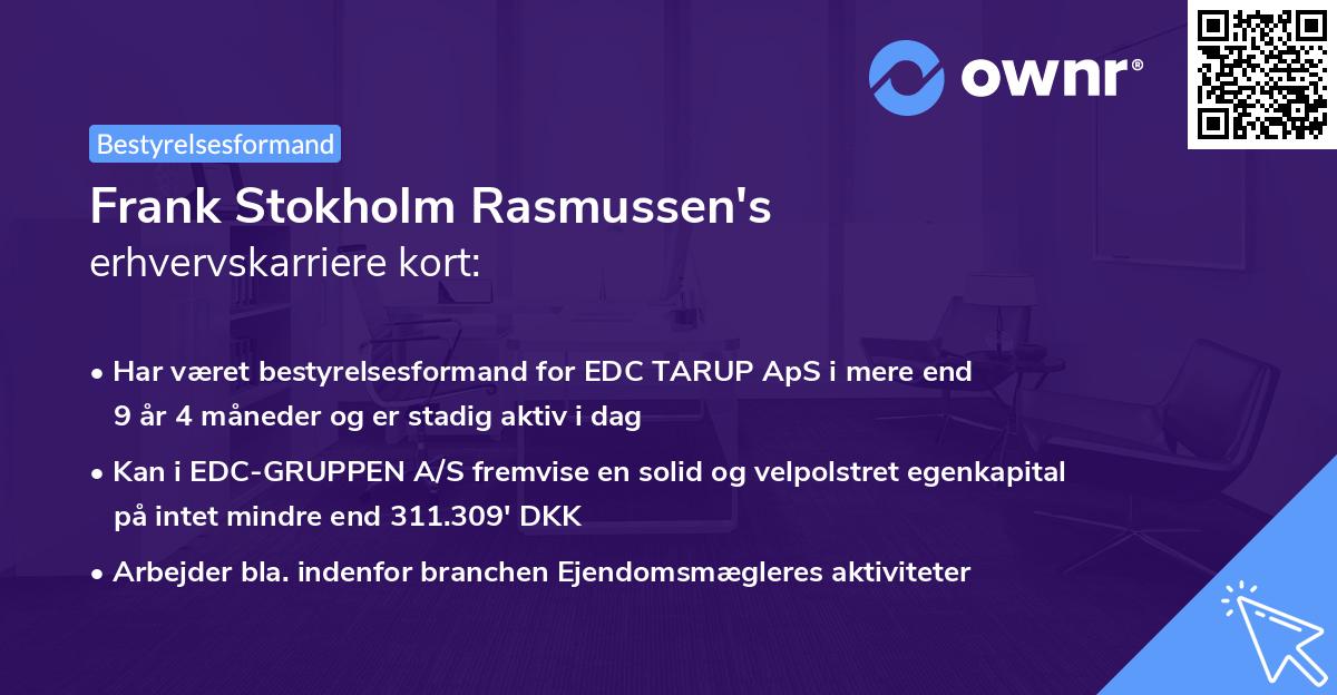 Frank Stokholm Rasmussen's erhvervskarriere kort