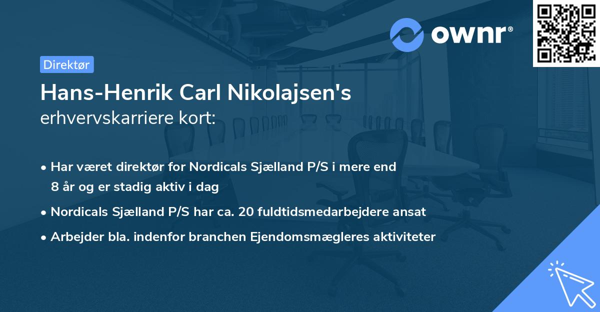 Hans-Henrik Carl Nikolajsen's erhvervskarriere kort