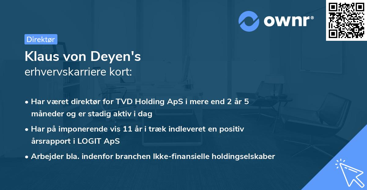 Klaus von Deyen's erhvervskarriere kort