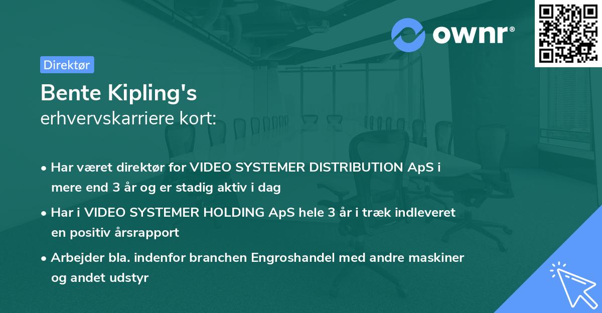 Bente Kipling's erhvervskarriere kort
