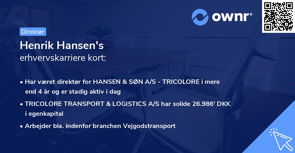 Henrik Hansen's erhvervskarriere kort