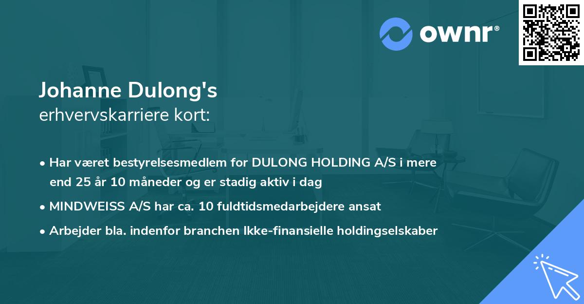 Johanne Dulong's erhvervskarriere kort