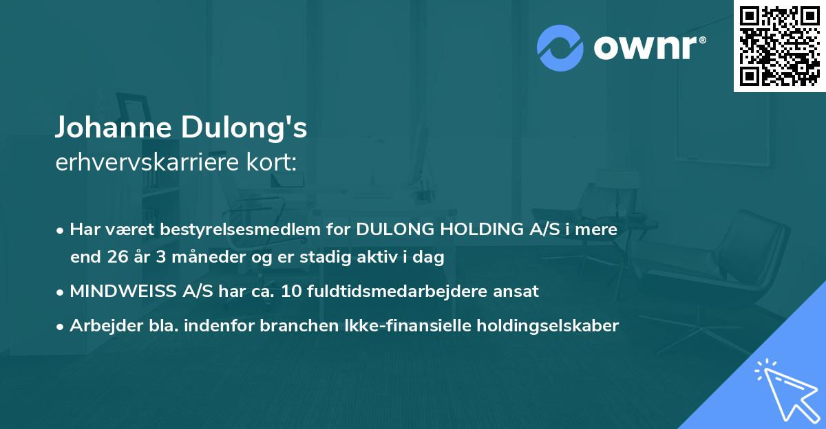 Johanne Dulong's erhvervskarriere kort