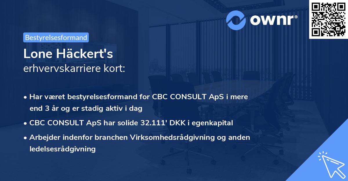 Lone Häckert's erhvervskarriere kort