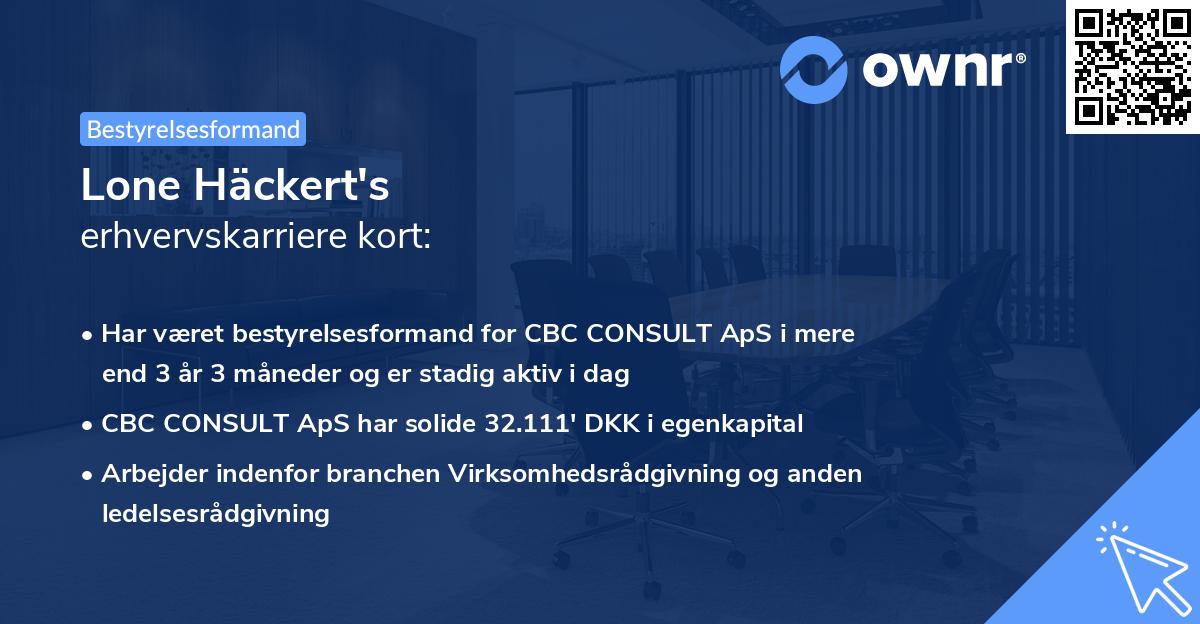 Lone Häckert's erhvervskarriere kort