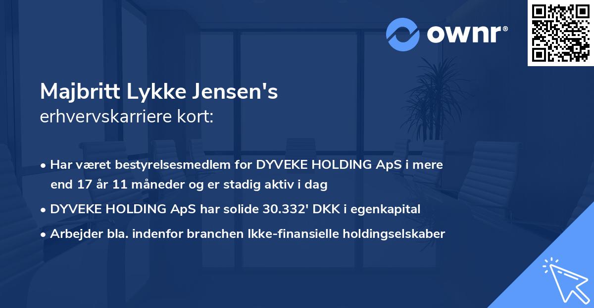 Majbritt Lykke Jensen's erhvervskarriere kort