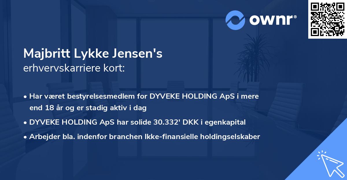 Majbritt Lykke Jensen's erhvervskarriere kort