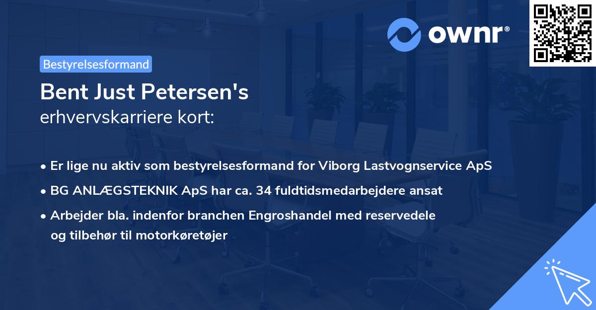 Bent Just Petersen's erhvervskarriere kort