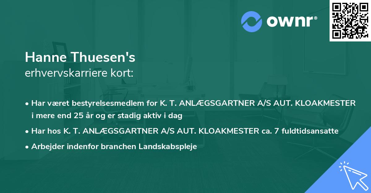 Hanne Thuesen's erhvervskarriere kort