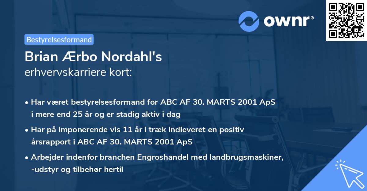 Brian Ærbo Nordahl's erhvervskarriere kort