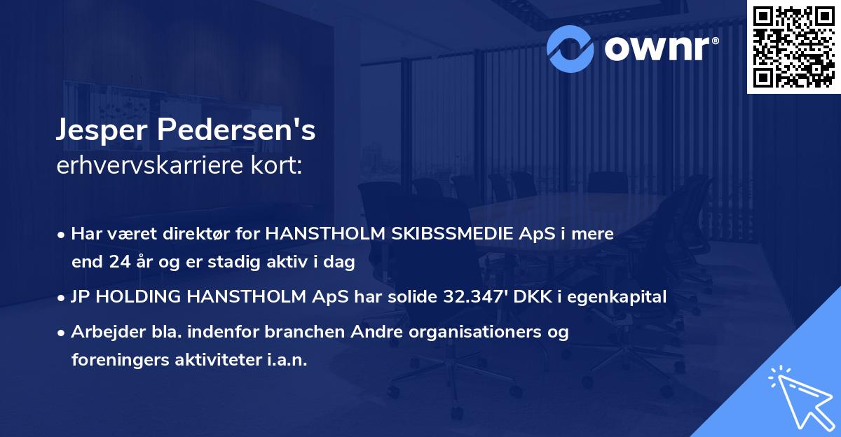 Jesper Pedersen's erhvervskarriere kort