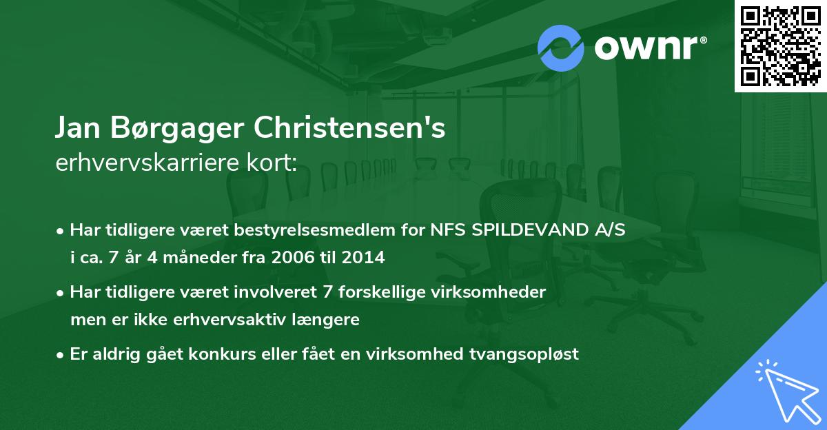 Jan Børgager Christensen's erhvervskarriere kort