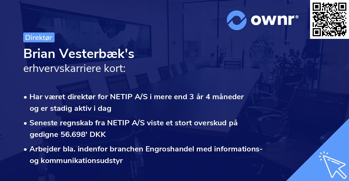 Brian Vesterbæk's erhvervskarriere kort
