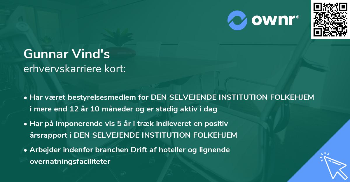 Gunnar Vind's erhvervskarriere kort