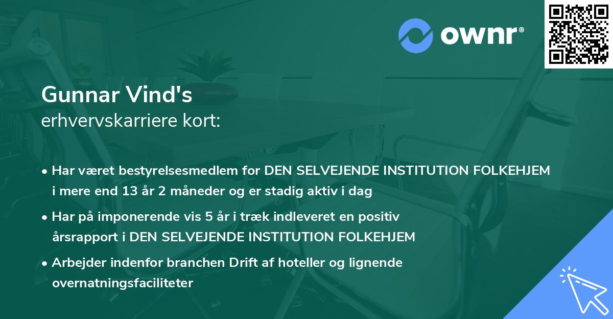 Gunnar Vind's erhvervskarriere kort