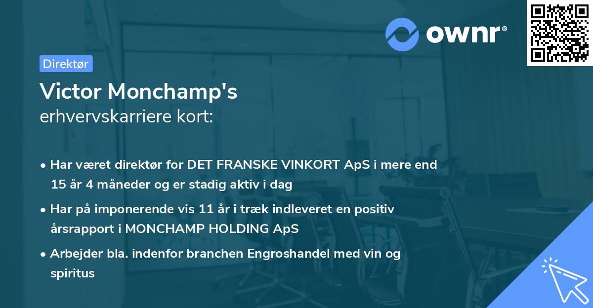 Victor Monchamp's erhvervskarriere kort