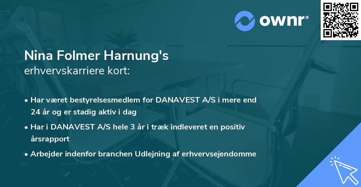 Nina Folmer Harnung's erhvervskarriere kort