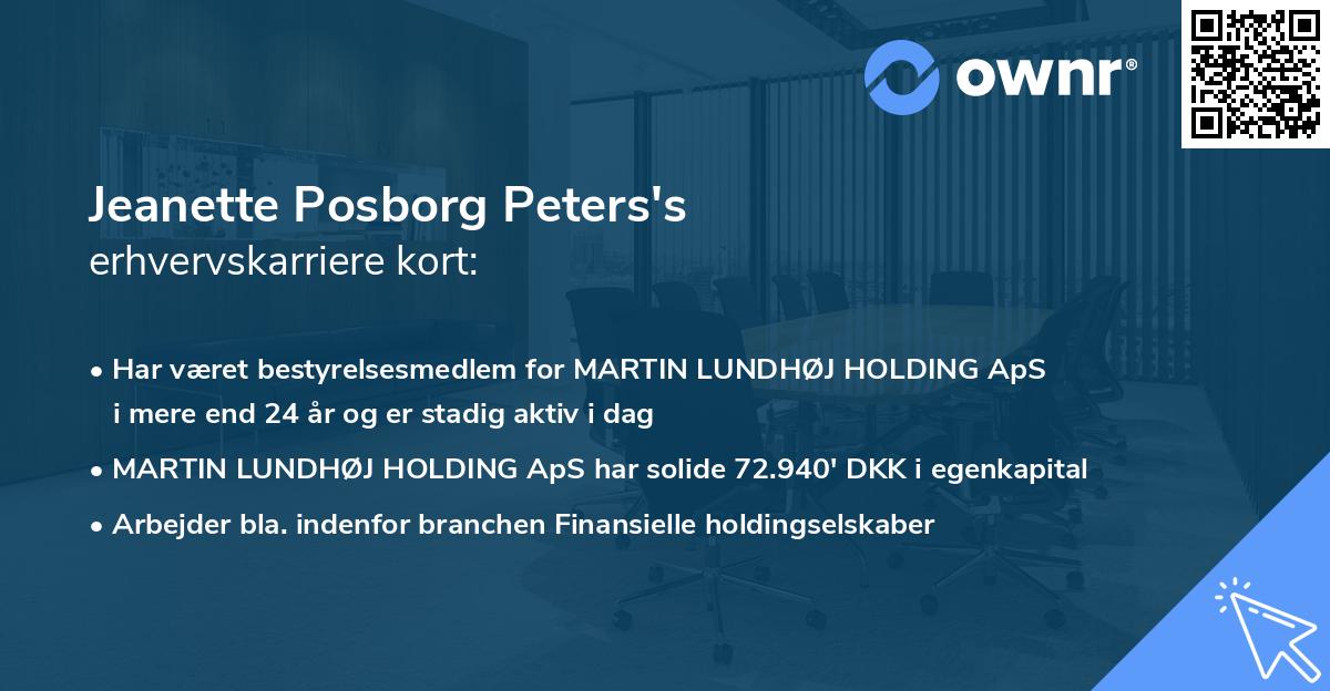 Jeanette Posborg Peters's erhvervskarriere kort
