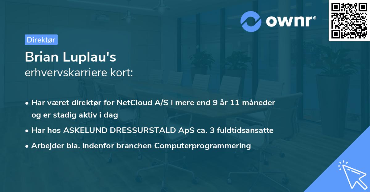 Brian Luplau's erhvervskarriere kort