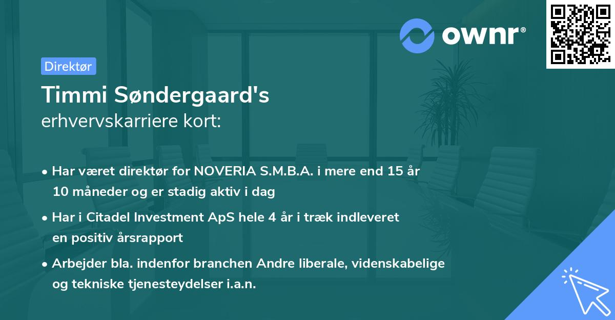 Timmi Søndergaard's erhvervskarriere kort