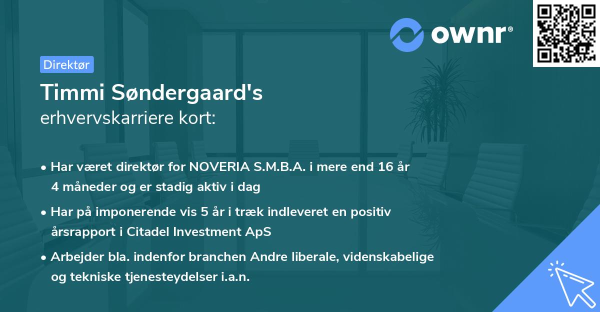 Timmi Søndergaard's erhvervskarriere kort