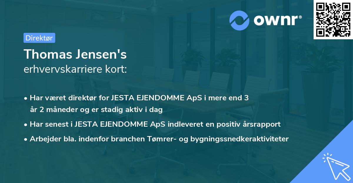 Thomas Jensen's erhvervskarriere kort