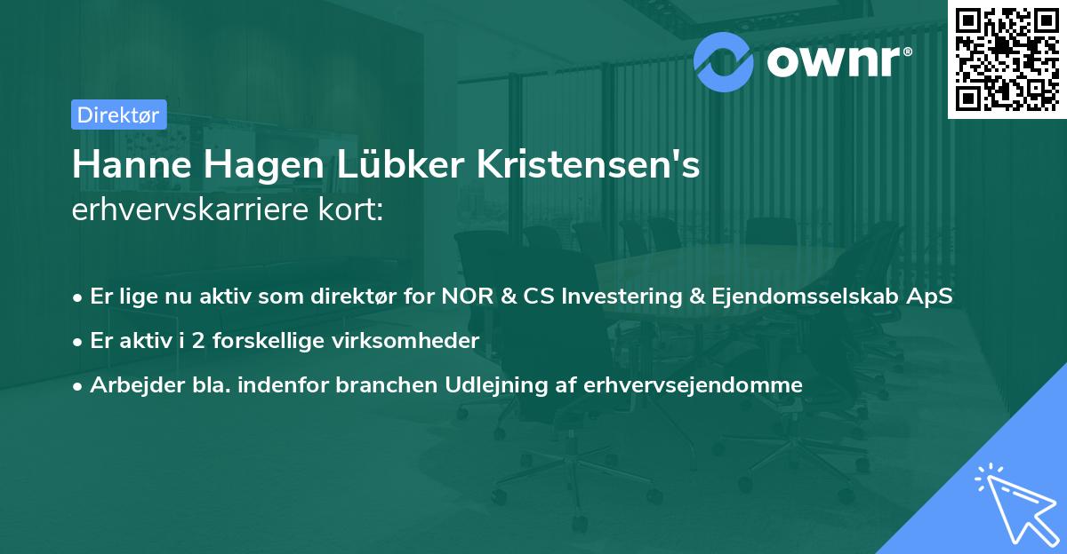 Hanne Hagen Lübker Kristensen's erhvervskarriere kort