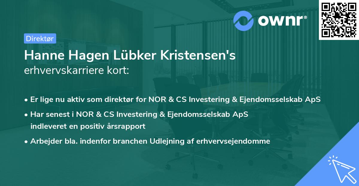 Hanne Hagen Lübker Kristensen's erhvervskarriere kort