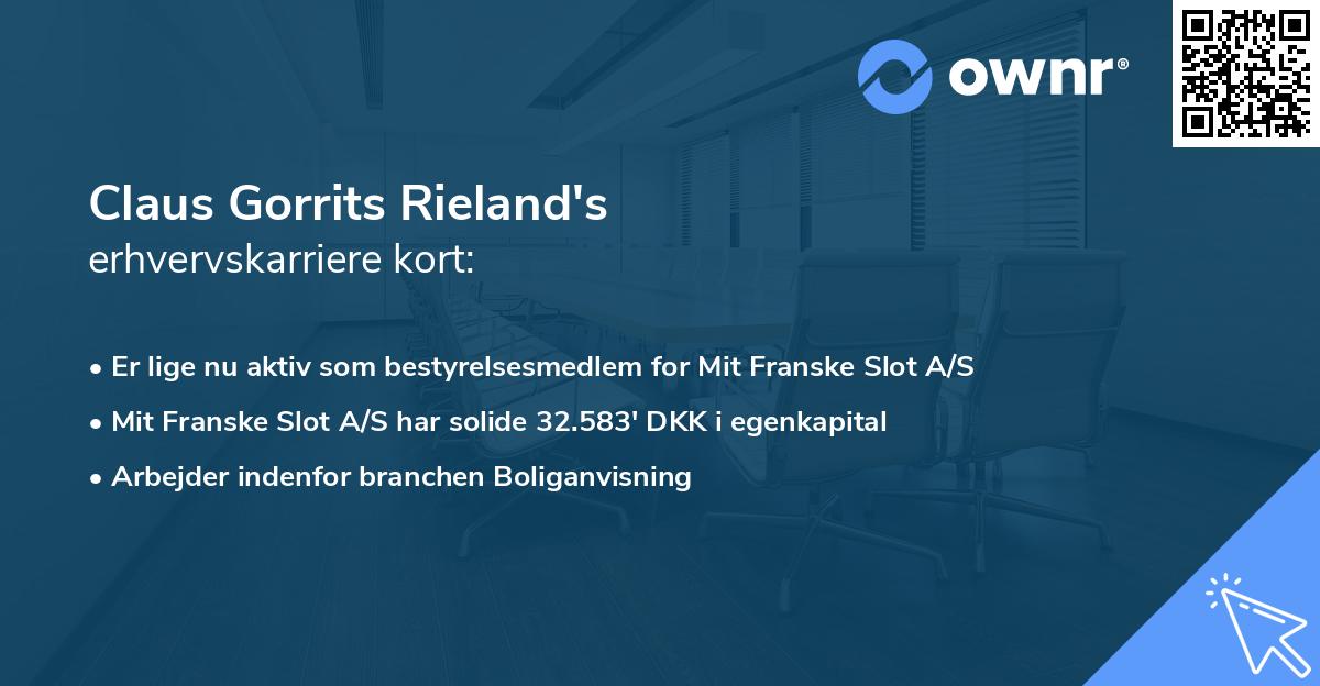 Claus Gorrits Rieland's erhvervskarriere kort