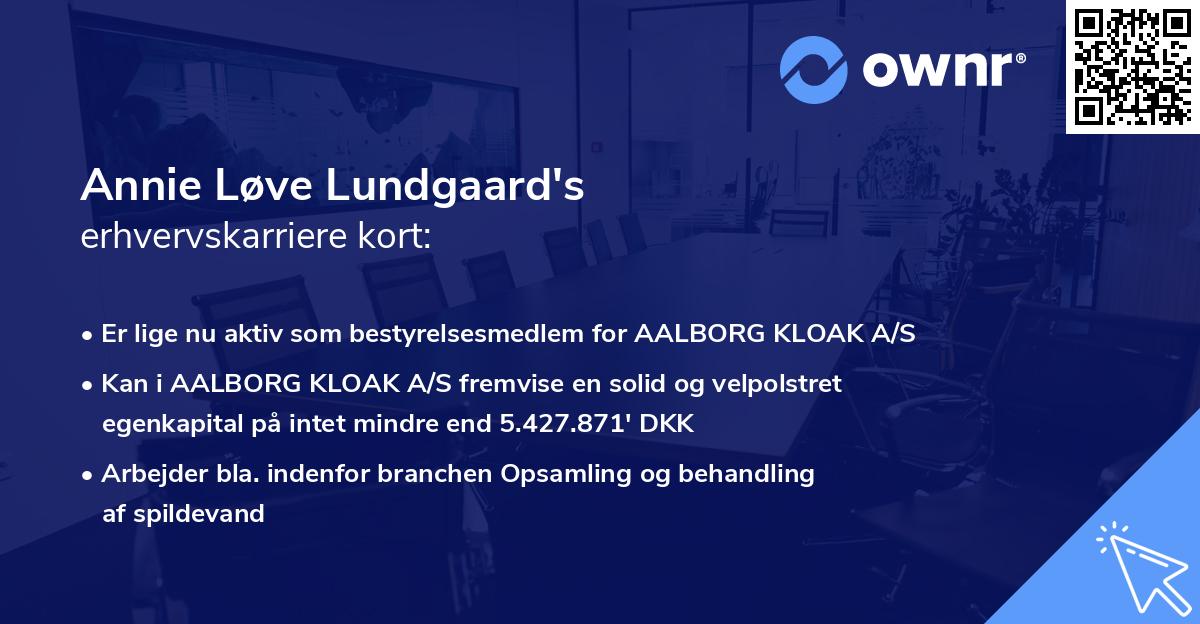 Annie Løve Lundgaard's erhvervskarriere kort