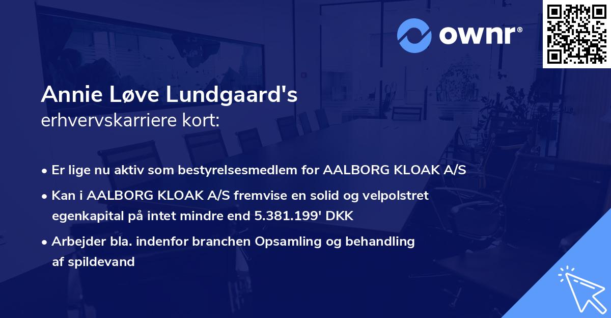 Annie Løve Lundgaard's erhvervskarriere kort