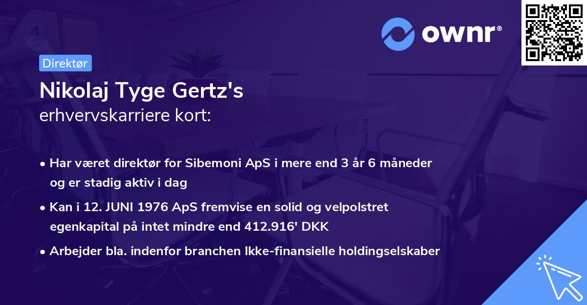 Nikolaj Tyge Gertz's erhvervskarriere kort