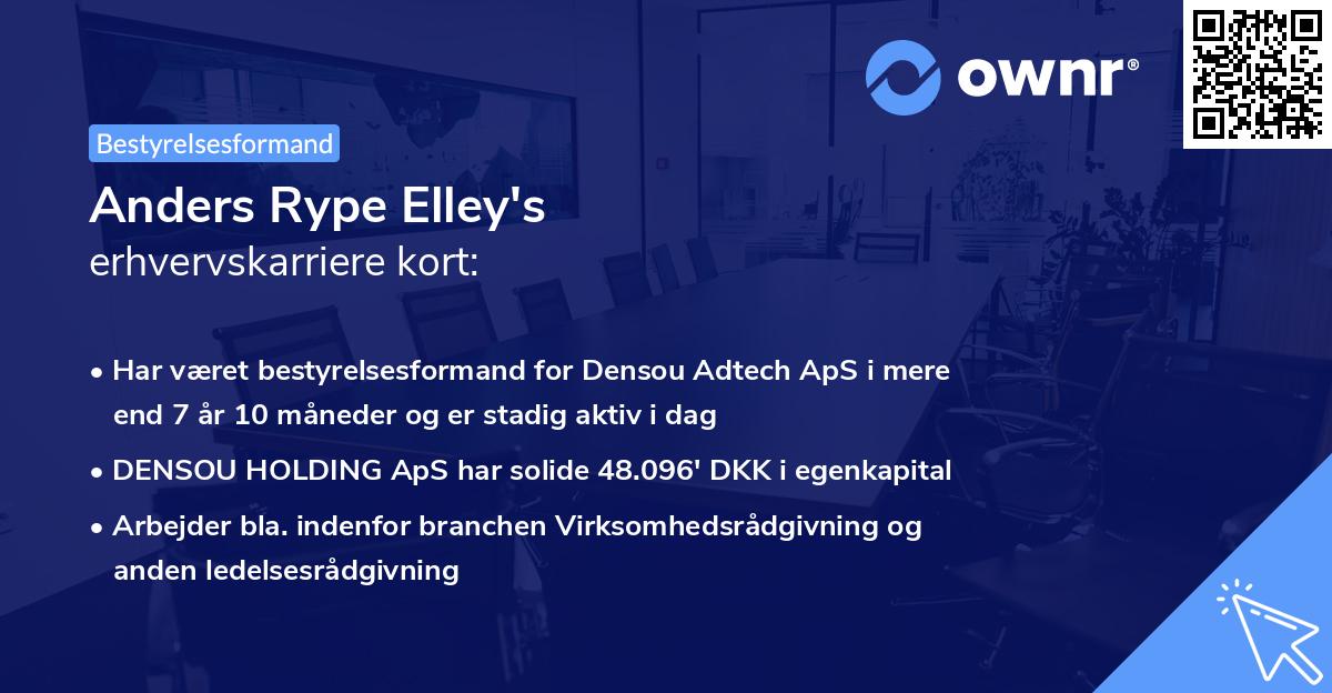 Anders Rype Elley's erhvervskarriere kort