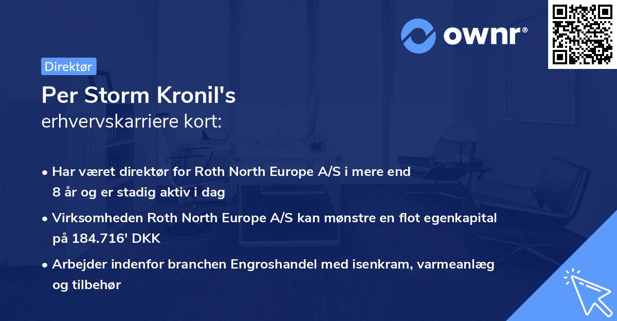 Per Storm Kronil's erhvervskarriere kort