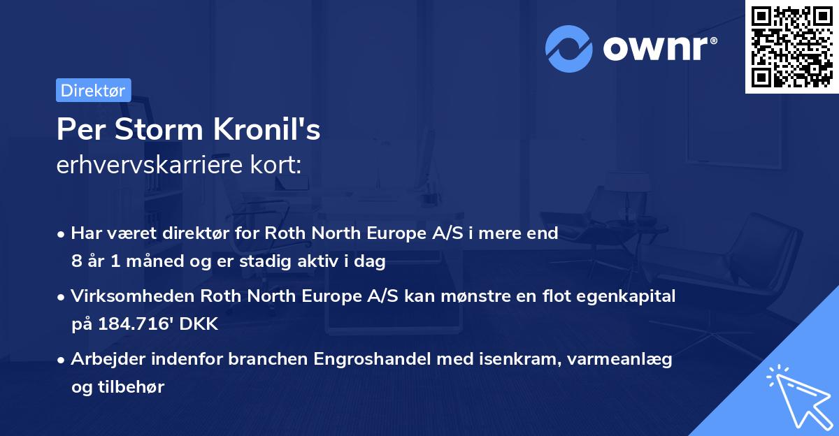 Per Storm Kronil's erhvervskarriere kort