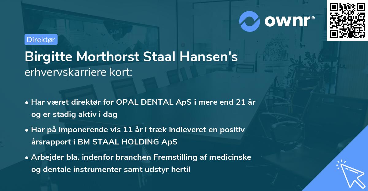 Birgitte Morthorst Staal Hansen's erhvervskarriere kort