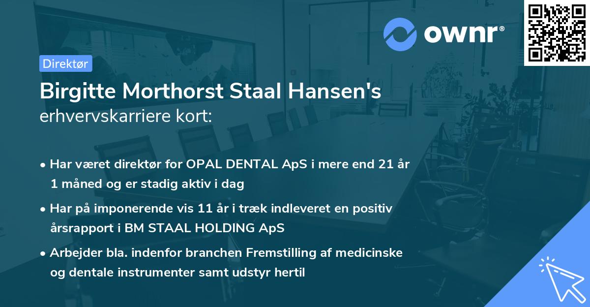 Birgitte Morthorst Staal Hansen's erhvervskarriere kort