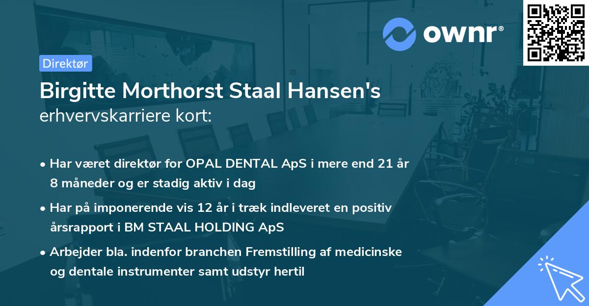 Birgitte Morthorst Staal Hansen's erhvervskarriere kort