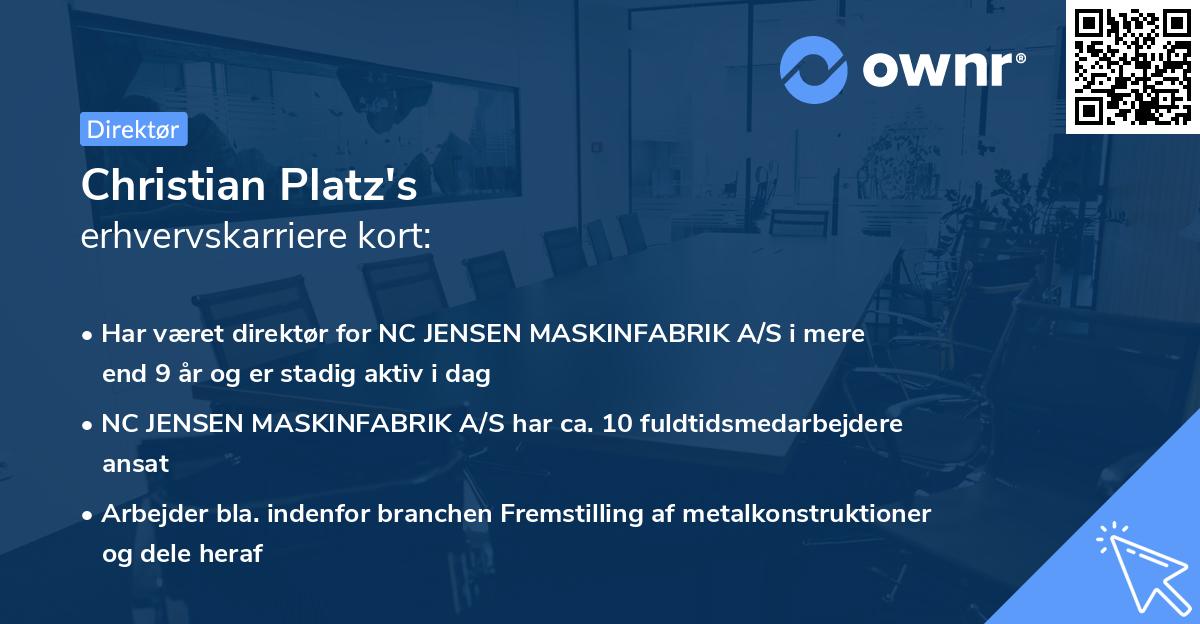 Christian Platz's erhvervskarriere kort