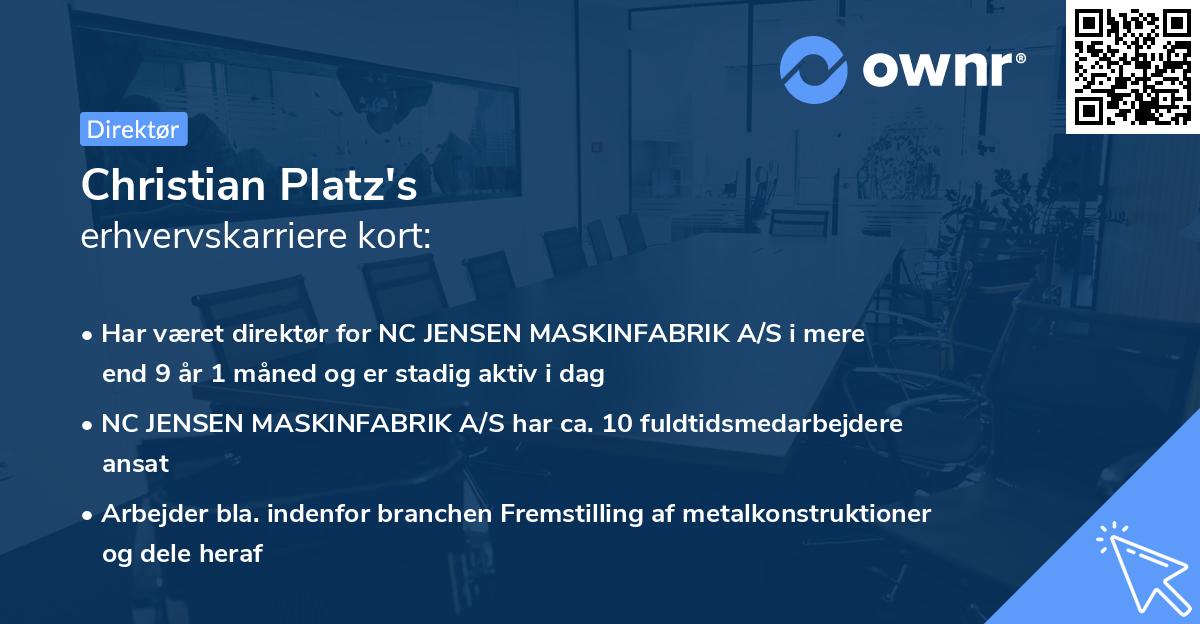 Christian Platz's erhvervskarriere kort