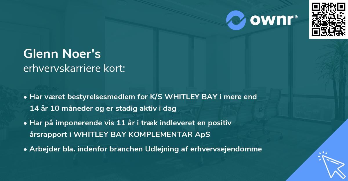 Glenn Noer's erhvervskarriere kort