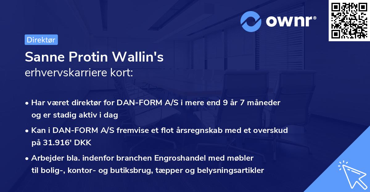 Sanne Protin Wallin's erhvervskarriere kort