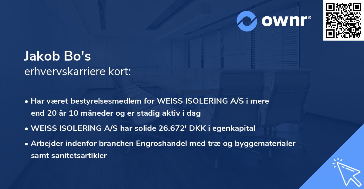 Jakob Bo's erhvervskarriere kort