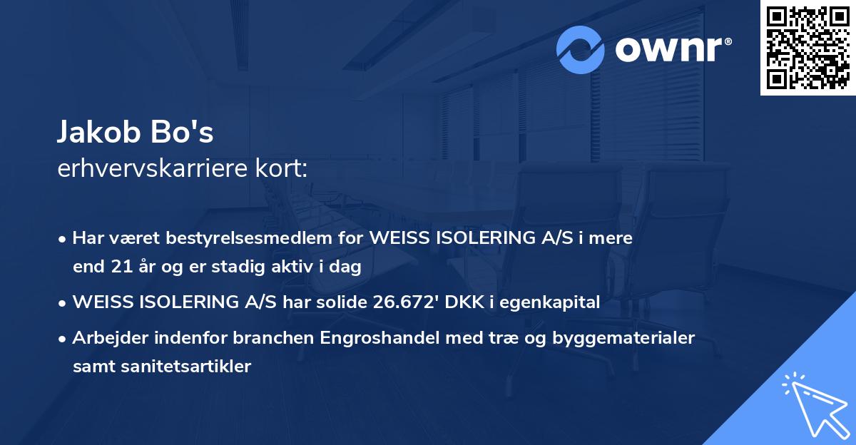 Jakob Bo's erhvervskarriere kort