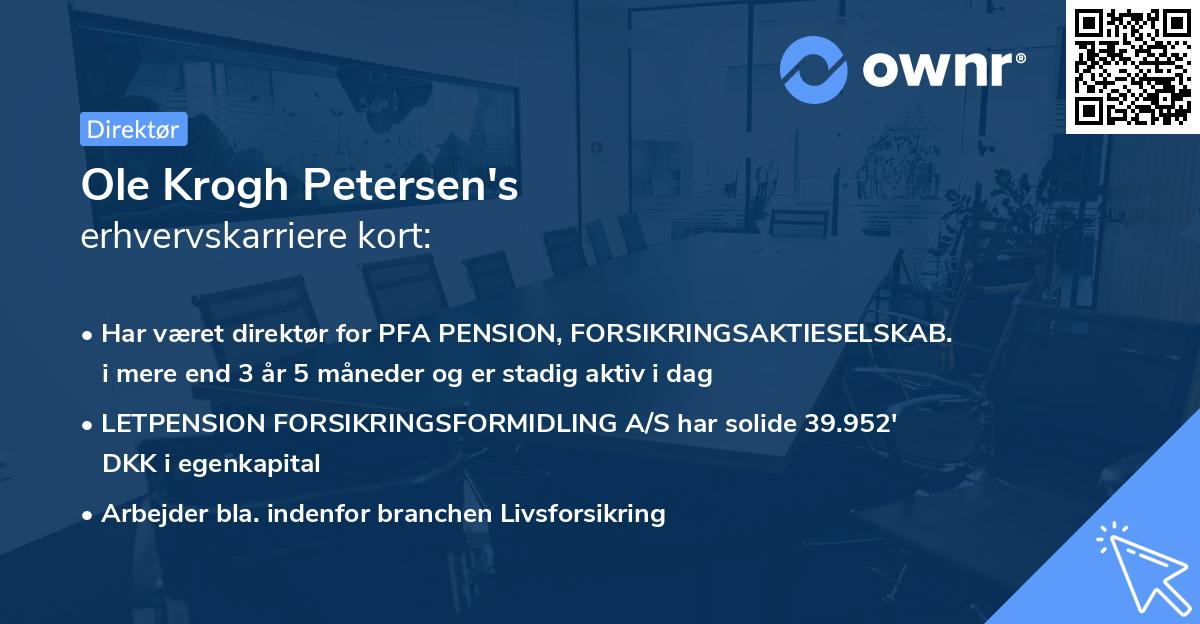 Ole Krogh Petersen's erhvervskarriere kort
