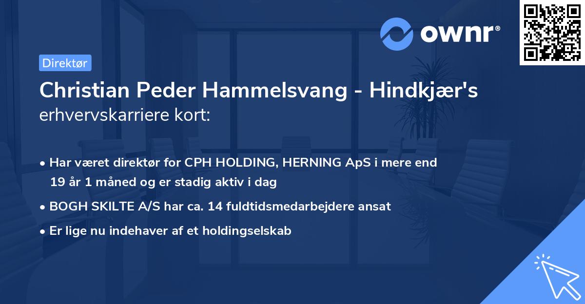 Christian Peder Hammelsvang - Hindkjær's erhvervskarriere kort