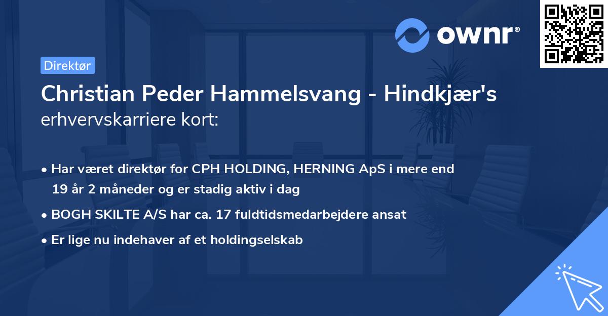 Christian Peder Hammelsvang - Hindkjær's erhvervskarriere kort