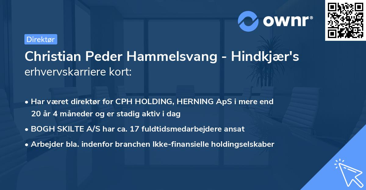Christian Peder Hammelsvang - Hindkjær's erhvervskarriere kort
